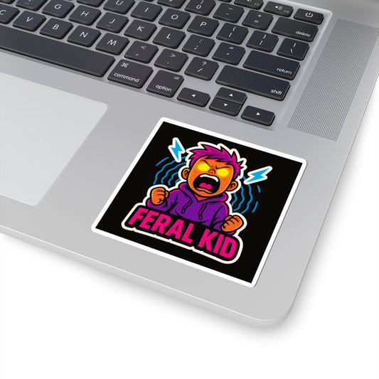 Feral Kid Sticker — Colorful Angry Character Kiss-Cut Vinyl Decal
