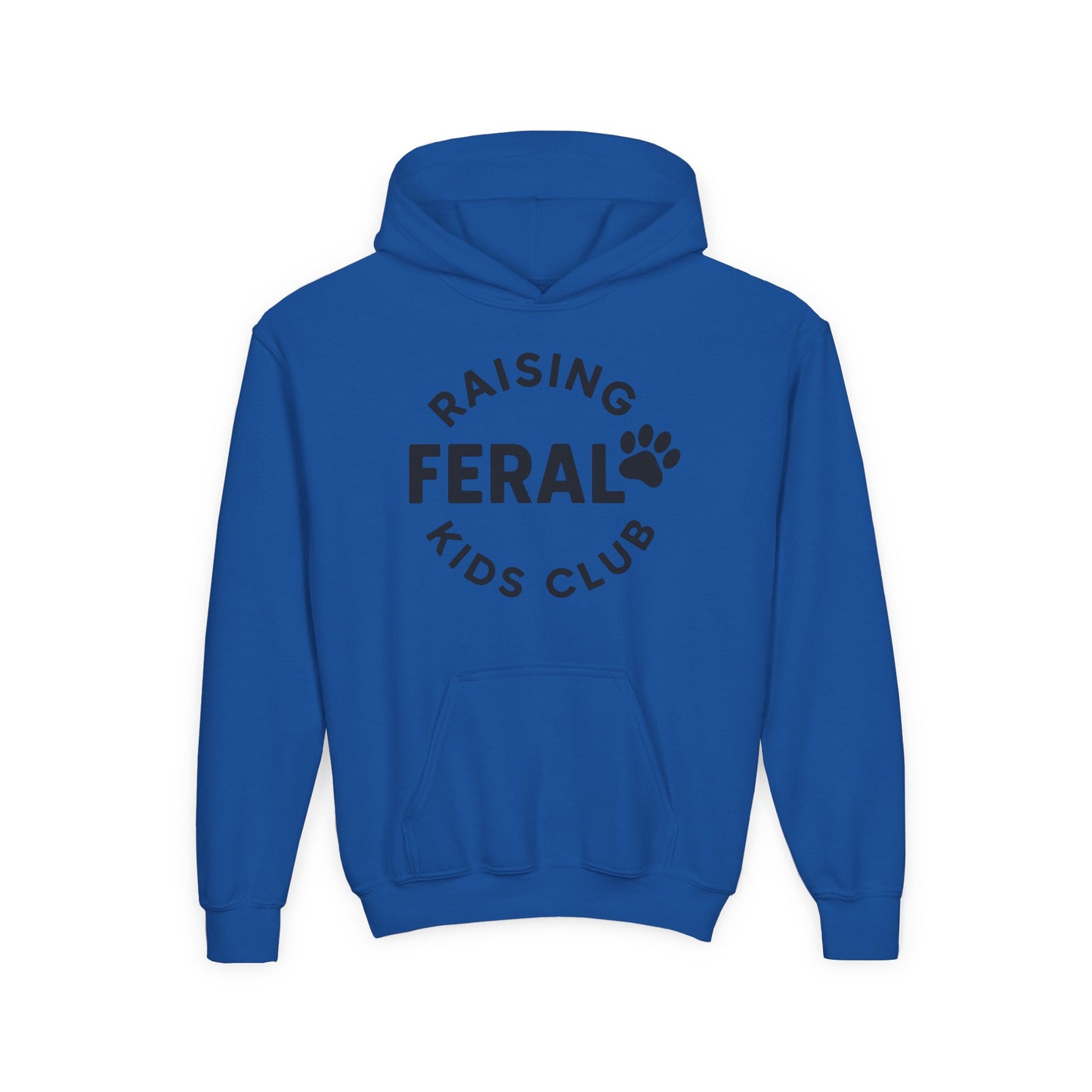 Youth 'Raising Feral Kids Club' Hoodie – Playful Paw Print Kids Sweatshirt