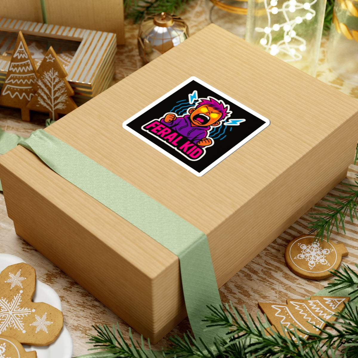 Feral Kid Sticker — Colorful Angry Character Kiss-Cut Vinyl Decal