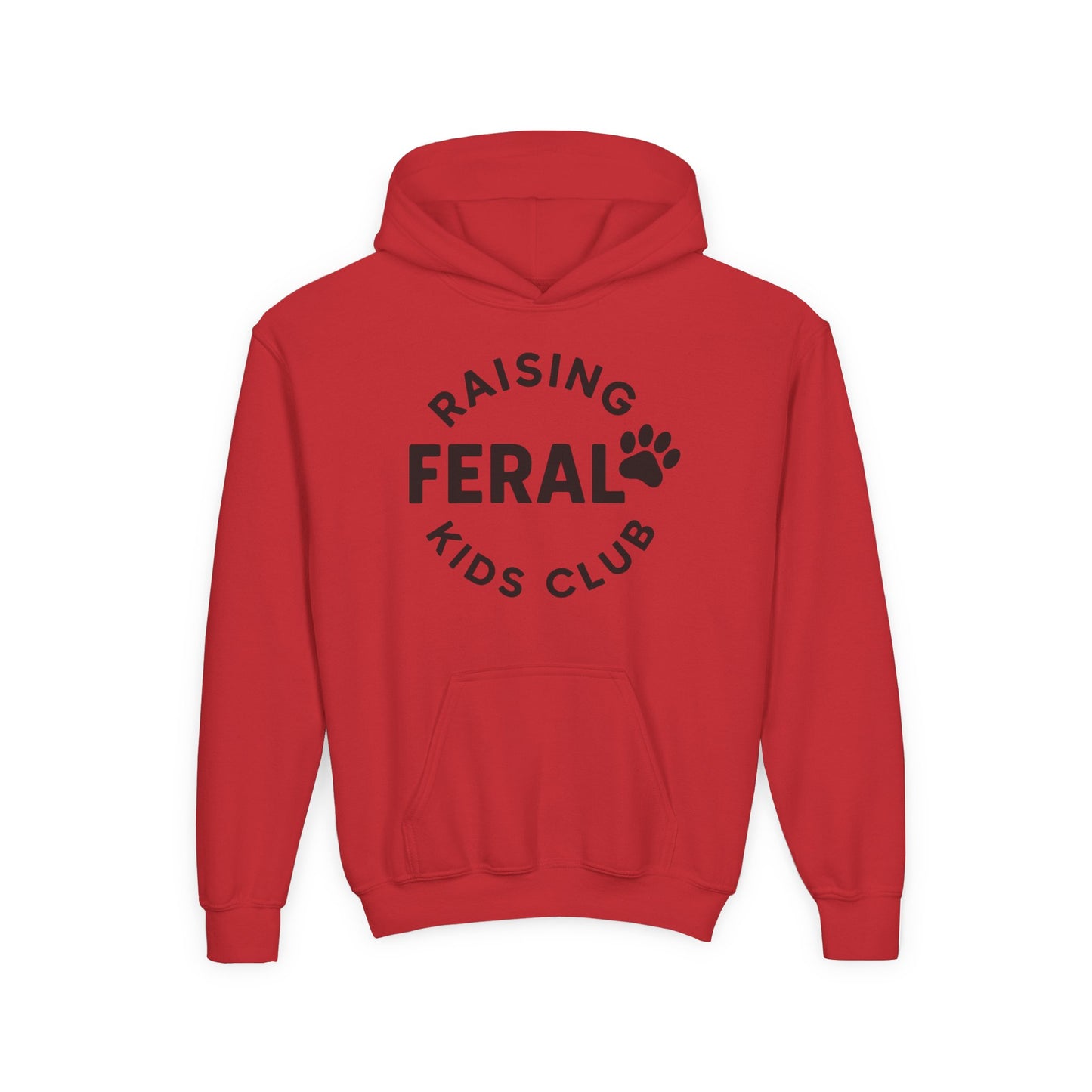 Youth 'Raising Feral Kids Club' Hoodie – Playful Paw Print Kids Sweatshirt