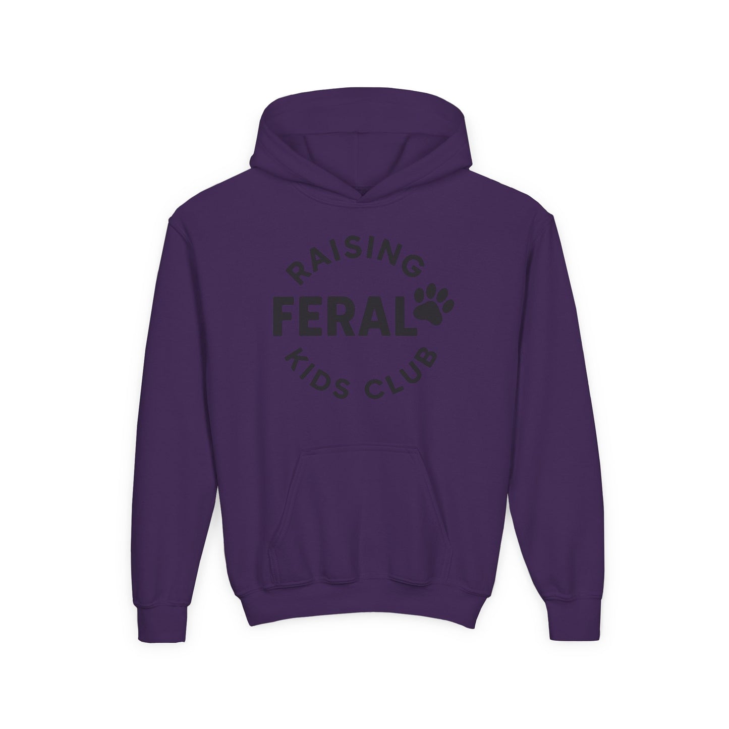 Youth 'Raising Feral Kids Club' Hoodie – Playful Paw Print Kids Sweatshirt