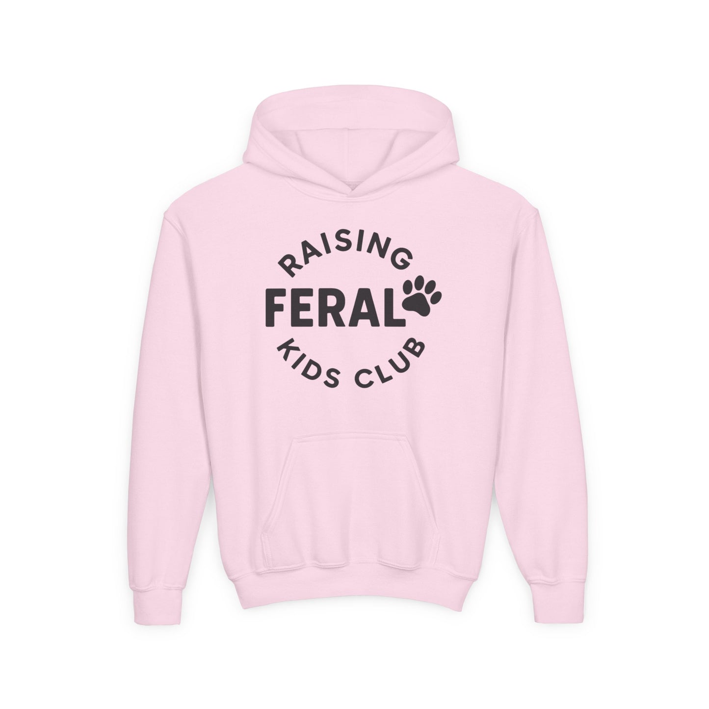 Youth 'Raising Feral Kids Club' Hoodie – Playful Paw Print Kids Sweatshirt