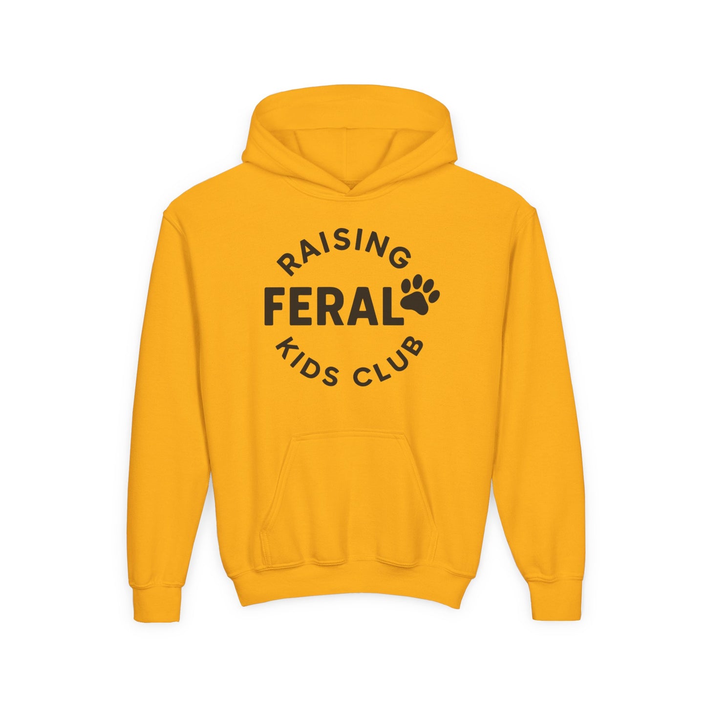 Youth 'Raising Feral Kids Club' Hoodie – Playful Paw Print Kids Sweatshirt