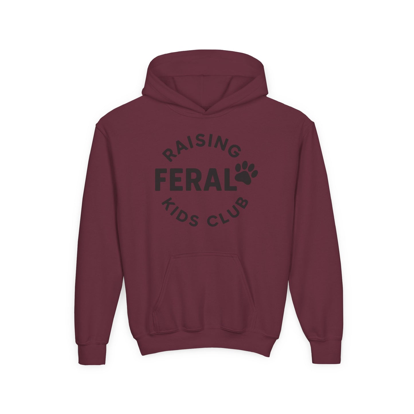 Youth 'Raising Feral Kids Club' Hoodie – Playful Paw Print Kids Sweatshirt