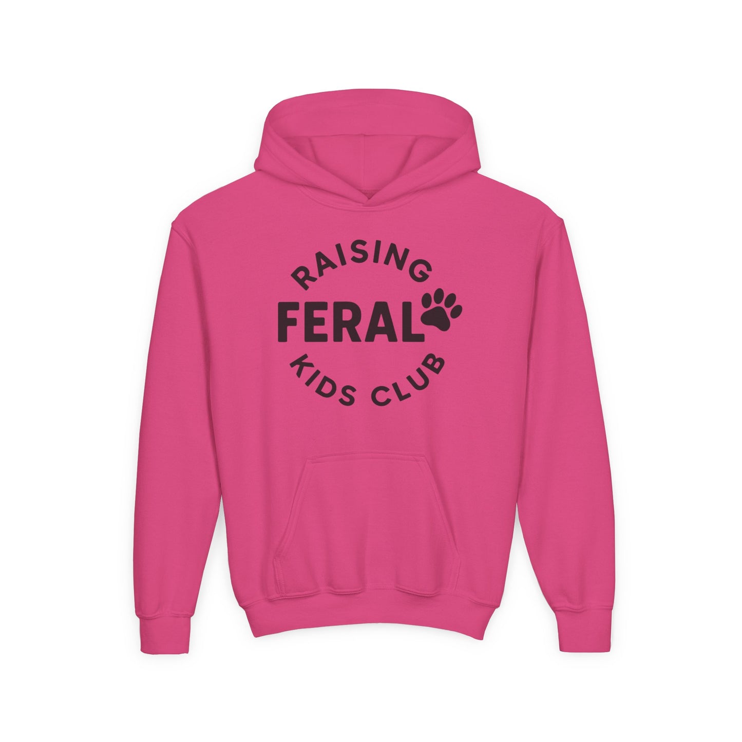 Youth 'Raising Feral Kids Club' Hoodie – Playful Paw Print Kids Sweatshirt