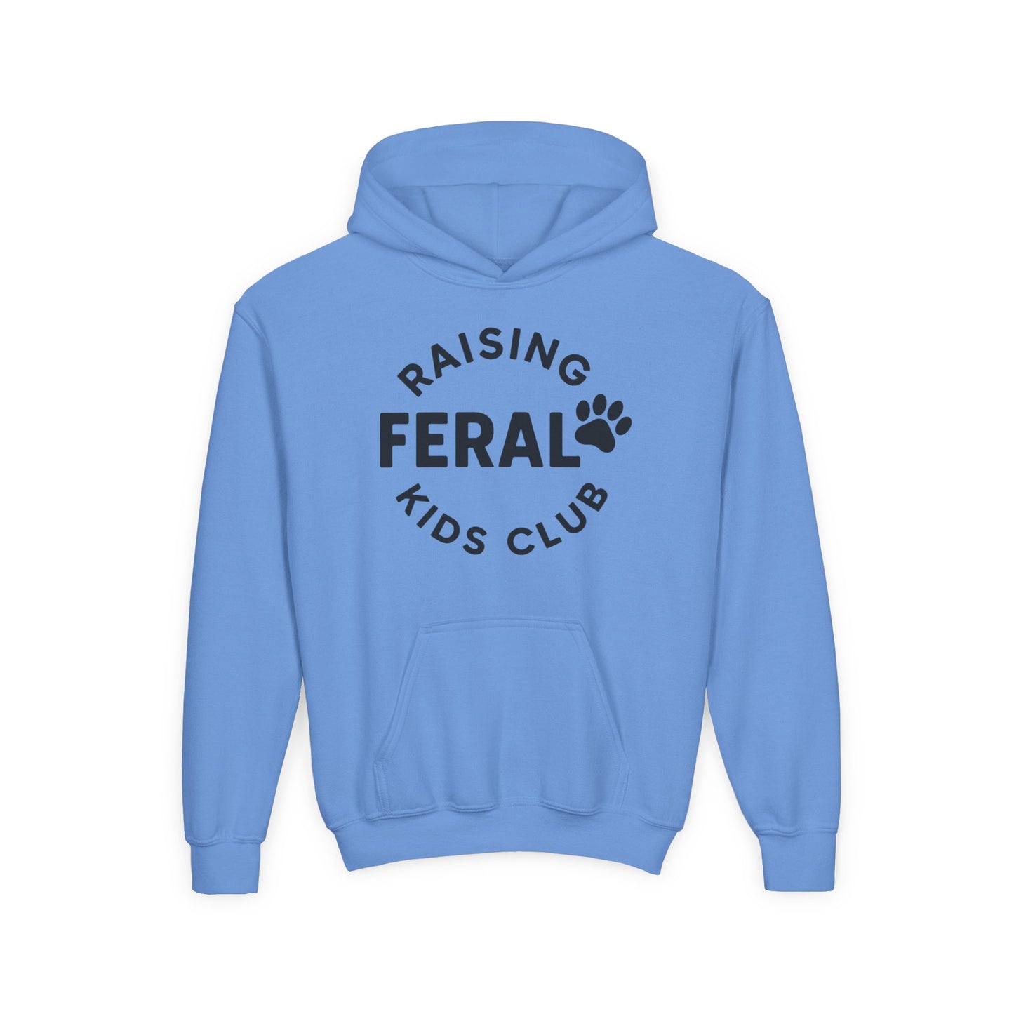 Youth 'Raising Feral Kids Club' Hoodie – Playful Paw Print Kids Sweatshirt