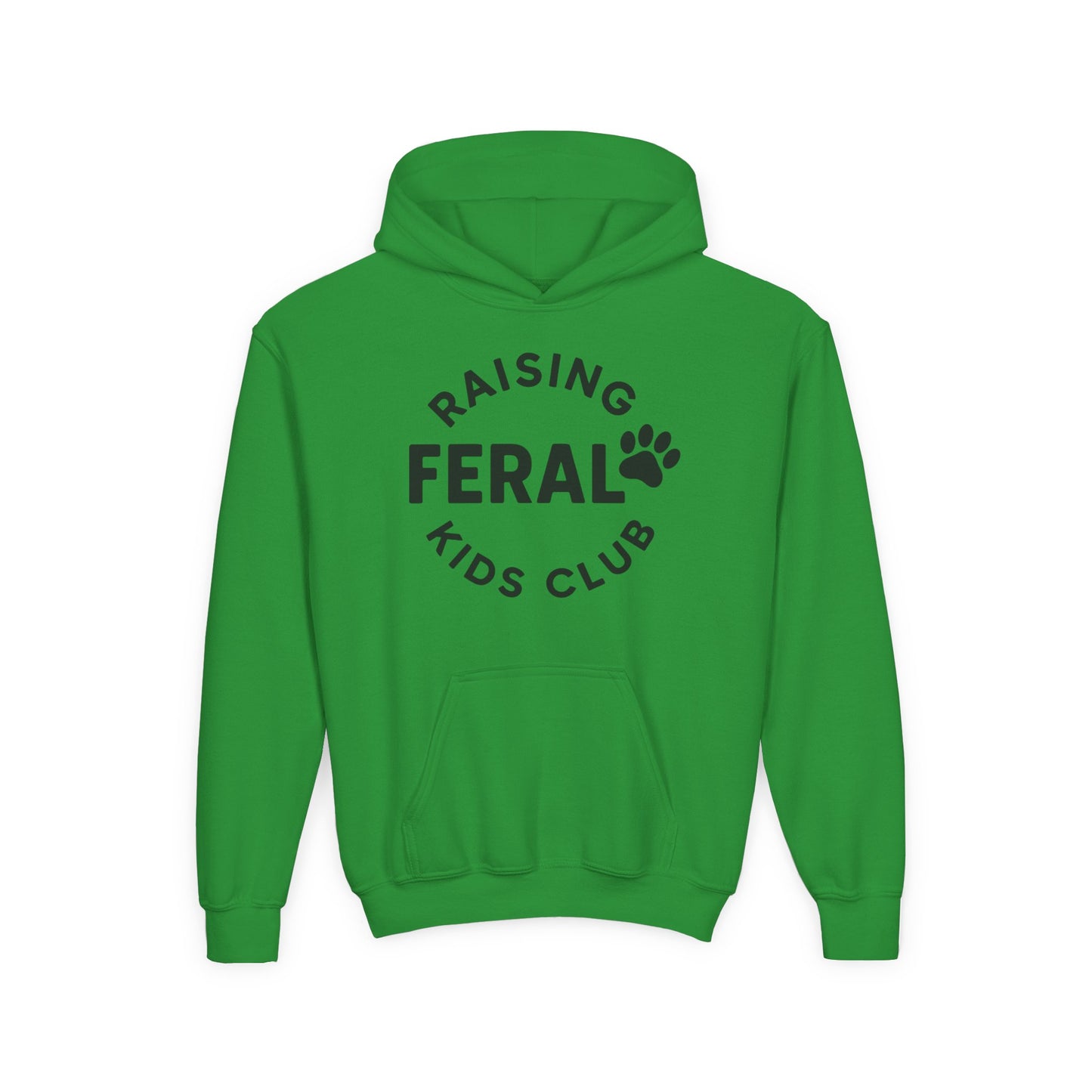 Youth 'Raising Feral Kids Club' Hoodie – Playful Paw Print Kids Sweatshirt