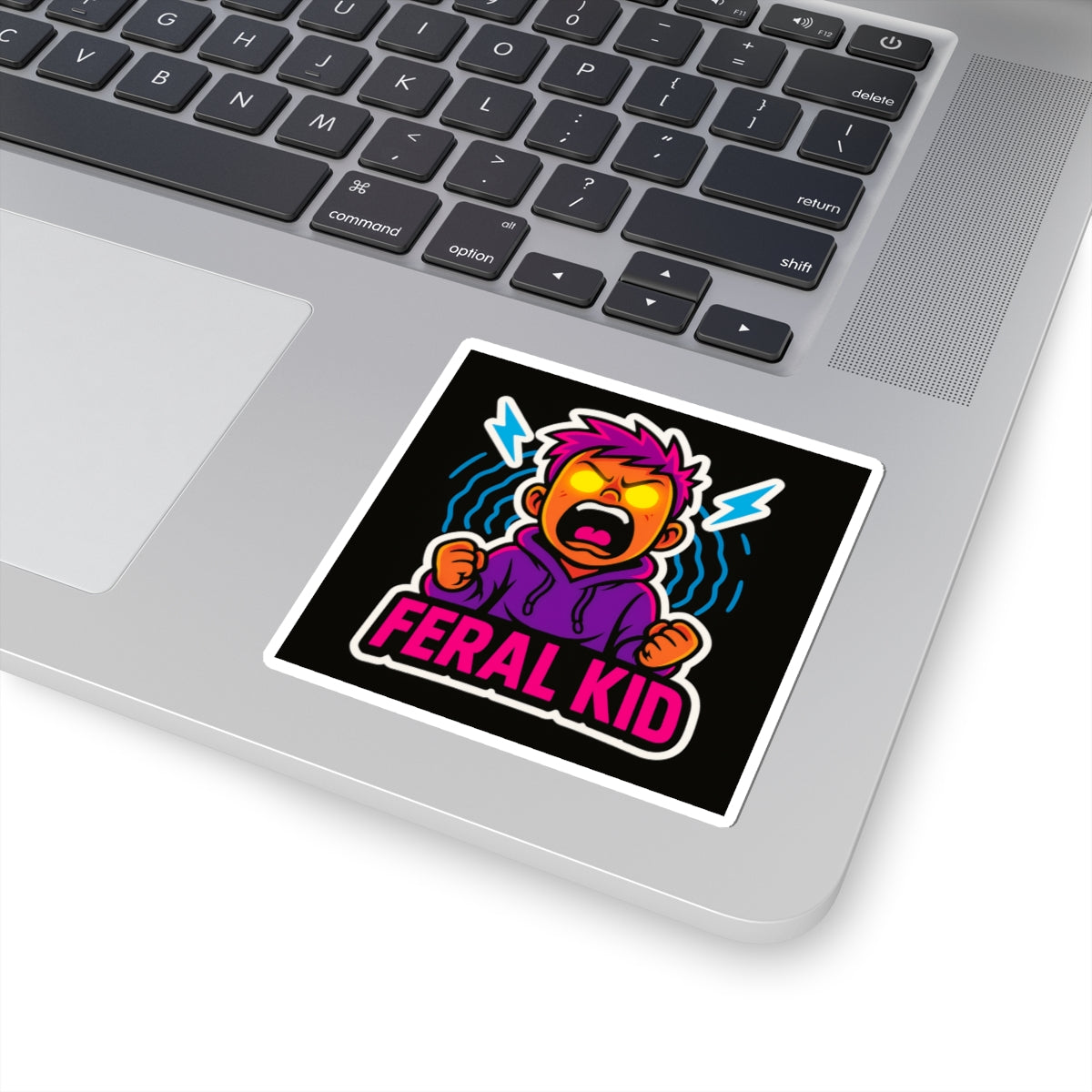 Feral Kid Sticker — Colorful Angry Character Kiss-Cut Vinyl Decal