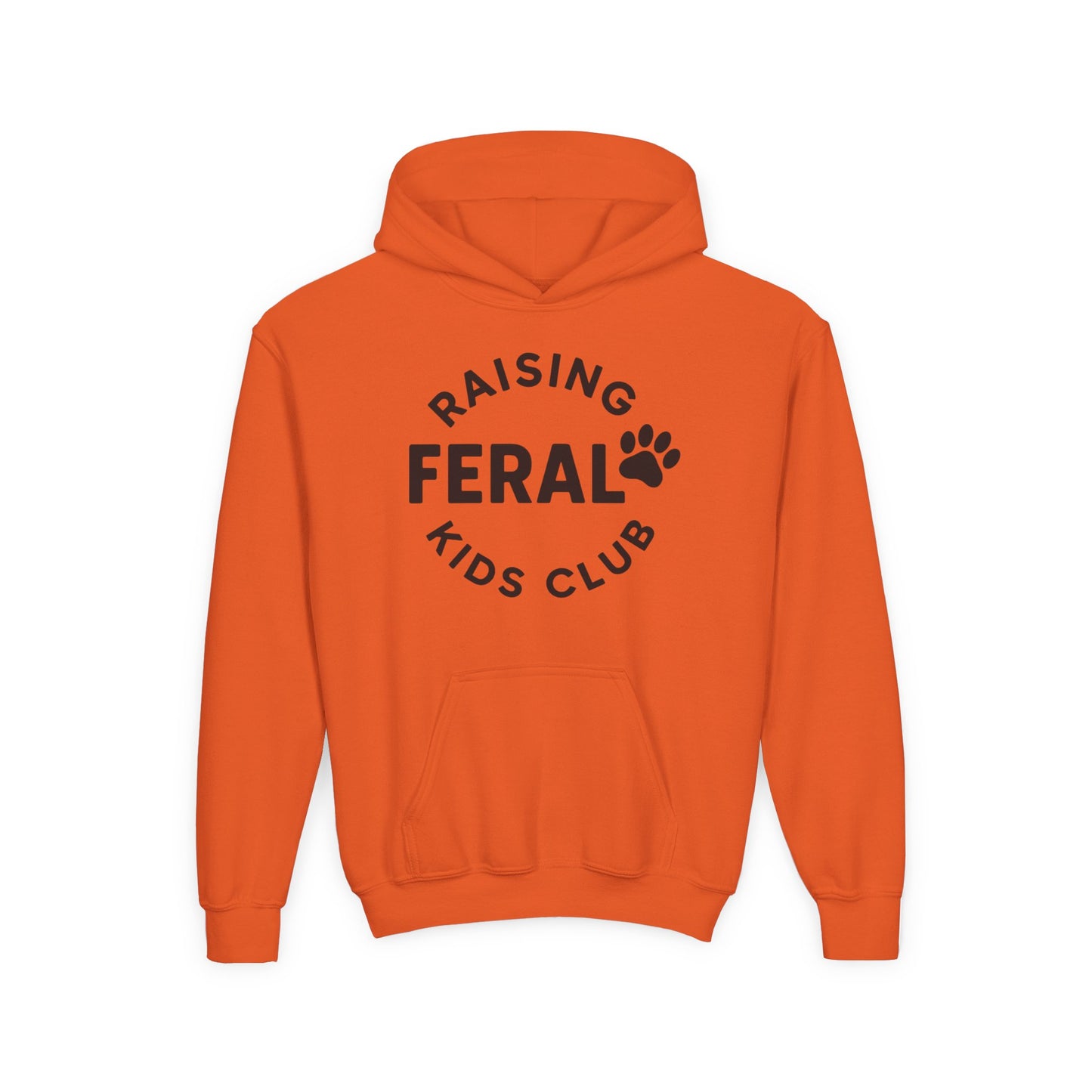 Youth 'Raising Feral Kids Club' Hoodie – Playful Paw Print Kids Sweatshirt